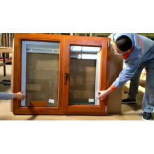 Factory sale price prehung windows thermal break aluminum window with interior red oak wood cladding